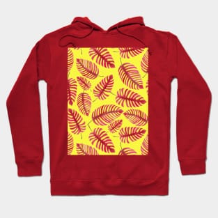 Monstera leaves, tropical watercolor pattern Hoodie